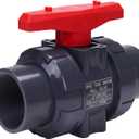 DERNORD PVC True Union Ball Valve NPT Threaded with Full Port, EPDM O-Rings, and Reversible PTFE Seats, Rated at 200 PSI (4 Inch NPT Threaded)