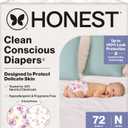 The Honest Company Comfort Dry Disposable Daytime Diapers for Sensitive Skin, Hypoallergenic, Rose Blossom + Tutu Cute, Club Box Size Newborn 72 Count