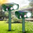 2 Pack Ultrasonic Solar Animal Repeller Cat Deterrent Outdoor Deer Repellent Devices Motion Detection,Squirrel Skunk Rabbit Repellent for Yard,Waterproof Repellent Flash Light for Dog Racoon Rodent