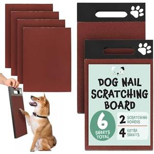 Evergreen Pet Supplies [6 Pads] Scratch Pad for Dogs - 2-Sided Medium & Coarse Sandpaper Dog Scratch Pad for Nails w/Extra Sheets - w/Handle - Dog Scratch Board for Nails