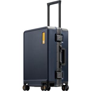 LEVEL8 Carry On Luggage Airline Approved Zipperless with Aluminum Frame, Hard Case Luggage with Spinner Wheels, Metal Travel Suitcase with Double Tsa Locks, 20 Inch, Blue