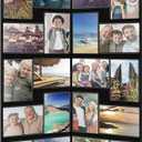 Qunclay Floor Standing Collage Photo Frame Decorative 32 Openings 3.6 x 5 Inch Hinged Folding Partition Screen Style Picture Frame Black Felt Multiple Collage Photo Display Board for Wall Corner
