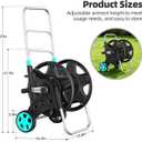 Garden Hose Reel for Outside,Hold Up to 100-120 ft of 5/8 Hose,Metal Hose Reel Cart with Adjustable Armrests and 2 Wheels,Durable Water Hose Holder for Garden, Yard, Lawn