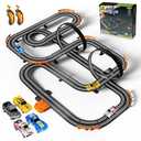 Slot Car Race Track Set Electric or Battery Powered Racing Car Track for Kids Boys, with 4 High-Speed Cars and 2 Hand Controllers,Dual Racing Game Toys for Children Age 6 7 8 Years Old