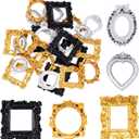 25Pcs Vintage Resin Picture Frame Mini Antique Photo Resin Frame DIY Small Picture Frame Mini Resin Vintage Frame Antique Resin Photo Frame for Jewelry Display Photography Photo Frame Wall Decor (Black, Silver, Gold)