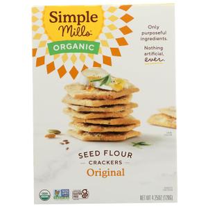 Simple Mills Organic Seed Crackers, Original, Gluten Free, Flax Seed, Sunflower Seeds, Corn Free, Low-Calorie Snacks, Plant Based, Nutrient Dense, 4.25oz, Pack of 1 (EXP 08/10/26)