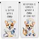 Funny Corgi Dog Kitchen Towels, Gifts for Corgi Lovers Dish Tea Towels, Dog Lover Gifts for Women Men Decorative Hand Towel for Kitchen, 16x24 Inch Set of 2