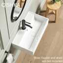 Wall Mount Rectangular Vessel Sink with Towel Rack, QISHKA 21.5"x12.5" Modern Ceramic Bathroom Floating Sink, White Rectangle Vanity Sink with Overflow, Wall Hung Wash Hand Basin