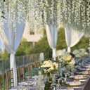 48Pcs Artificial Wisteria Flowers 3.6 Feet/Piece White Dense Artificial Fake Wisteria Vine Ratta Hanging Garland Silk Flowers String Home Party Wedding Decor(White-Dense)