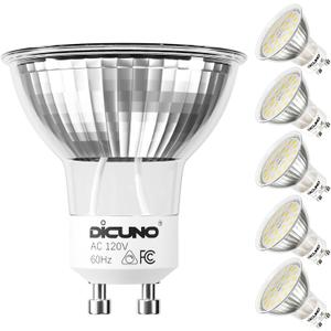 DiCUNO GU10 LED Bulb Dimmable, Daylight White 5000K, 60W Equivalent, High Brightness 700LM, MR16 GU10 LED Bulb for Track Lighting, 120V 6W Light with 120 Beam for Kitchen, Range Hood, Pack of 6