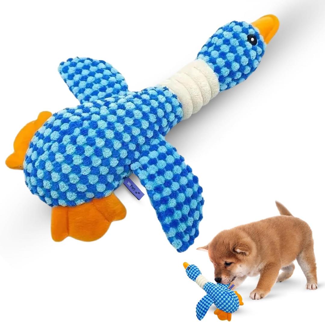 Blue Goose Squeaky Dog Toy  Durable Plush Dog Chew Toy for Aggressive Chewers  Tough, Soft, Interactive Pet Toy for Teething, Training & Anxiety  for Small, Medium & Large Dogs
