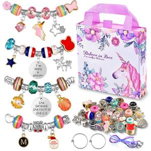 Girls Charm Bracelet Making Kit: Girl Toys Make Jewelry Supplies Set Unicorn DIY Craft Art Set Charm Bracelets Kits Creative Birthday Gifts for Girl Age 6 7 8 9 10 11 12 Year Old Kids Little Children Girls Charm Bracelet Making Kit: Girl Toys Make Jewelry Supplies Set Unicorn DIY Craft Art Set Charm Bracelets Kits Creative Birthday Gifts for Girl Age 6 7 8 9 10 11 12 Year Old Kids Little Children