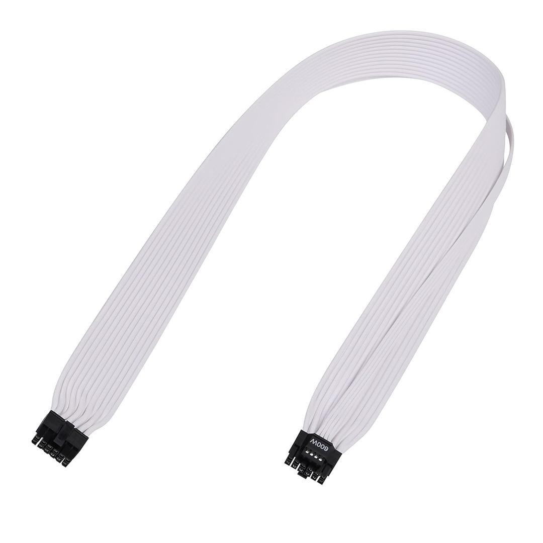 2 x PCIe 5.0 Cable, 16AWG ATX 3.0 12VHPWR PCIE Cable, 600W Male to Male 16 (12+4) Pin PCIE5 Cable for RTX 4090TI, 4080TI, 3090TI, Compatible for MSI, Gigabyte, GameMax, Thermaltake Power Supply, White