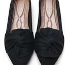 HIULYCENCE Flats for Womens Pointed Toe Ballet Flats with Bow Comfortable Knit Dressy Flats (7, Black)