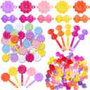 Janinka 72 Pieces Plastic Self Hinged Barrettes: Colorful 80s 90s Cartoon Hairpins and Clips for Girls and Toddlers (Multicolor, Delicate)
