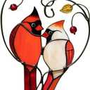 Cardinal Gift Bird Stained Metal Window Hanging Heart Cardinal Suncatcher Bird Christmas Decorations Ornament Bird Gift for Bird Loves for Women,Gift for Mom,Grandma (Red3)