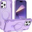 Compatible with iPhone 14 Pro Case with Invisible Magnetic Kickstand [Compatible with MagSafe] [10-FT Military Drop Protection] Slim Hard Back Soft Edge Phone Cover 6.1 Inch, Purple