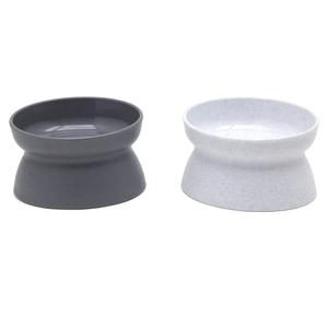 Kitty City Elevated Cat Bowls (Set of 2), Whisker-Friendly Raised Cat Food & Water Dishes, Modern Pedestal Design, Dishwasher Safe, 6.5 oz Each – White & Gray