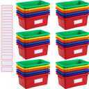 Outus 36 Pcs Plastic Cubby Bins Bulk for Classroom Organization Small Stackable Book Bins Toy Storage Tubs Box Container Organizer with 120 Self Adhesive Label for Library School Office Home, 6 Colors