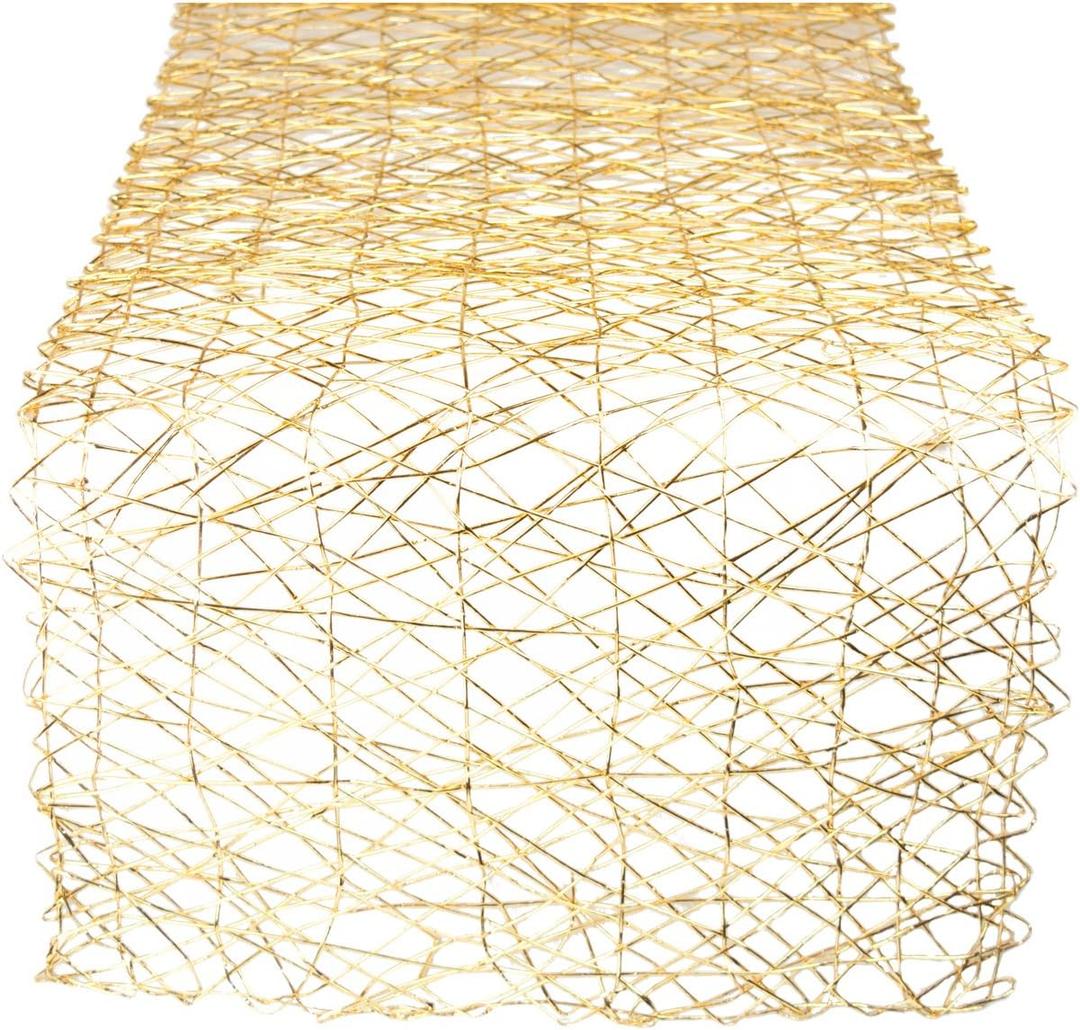 DII Woven Paper Tabletop Collection Holiday or Event Dcor, Table Runner, 14x72, Gold