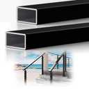 4FTx 2-3/8" x1-3/16 Aluminum Black Handrail with Screws & Nylon End Caps