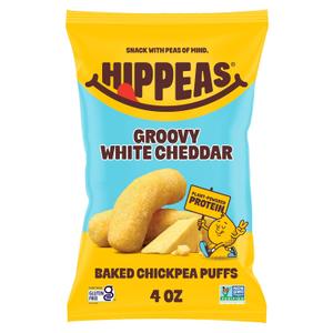 Hippeas Chickpea Puffs, Vegan White Cheddar, 4 Ounce (Pack of 1), 4g Protein, 3g Fiber, Vegan, Gluten-Free, Crunchy, Plant Protein Snacks (EXP 02/15/27)