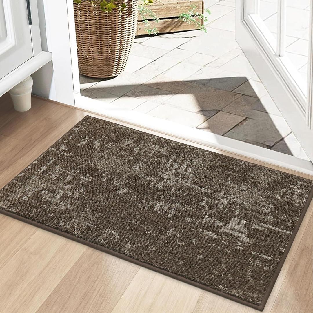 BEQHAUSE Dirt Trapper Door Mat 20" x 32", Non-Slip Doormats Washable Entryway Rugs, Stain Resistant Dog Door Mats Absorbent Welcome Floor Mat for Front Back Door, Mud Wet Shoes & Paws, Brown