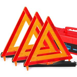  3 Pack Safety Triangles DOT Approved
Foldable Warning Reflective Triangles, US FMVSS 571 125 with Carrying Case, Heavy Base Emergency Roadside Triangles
