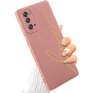 MOWIME for Samsung Galaxy Note 20 Case, Back Cute Plating Love Letter Graphic with Anti-Fall Lens Cameras Cover Protection Soft TPU Shockproof Anti-Fingerprint Phone Cases for Women Girls Men-Pink