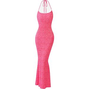 PRETTYGARDEN Maxi Dresses for Women 2025 Summer Halter Leopard Print Backless Sexy Bodycon Cocktail Beach Long Dress, xl