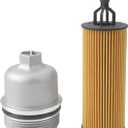 Aluminum Engine Oil Filter Housing Cap with Oil Filter Assembly Compatible With Jeep Chrysler Dodge Ram Vehicle 1500 Cherokee Wrangler Charger Durango 3.6L V6 Replace# 917-190 68191349AC 68191350AA