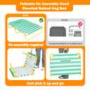 everfront Dog Elevated Bed Foldable Portable Raised Bed Camping cot Outdoor Summer Dog Bed (Medium, GreenStripes-Oxford Fabric)