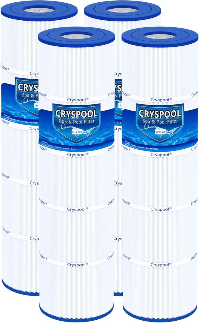 Cryspool 07079 Filter Compatible with Jandy CL340, CV340, PJAN85, R0554500, C-7459, FC-0800, A0557900, 485 Sq. Ft Pool Filter Cartridge, 4 Pack