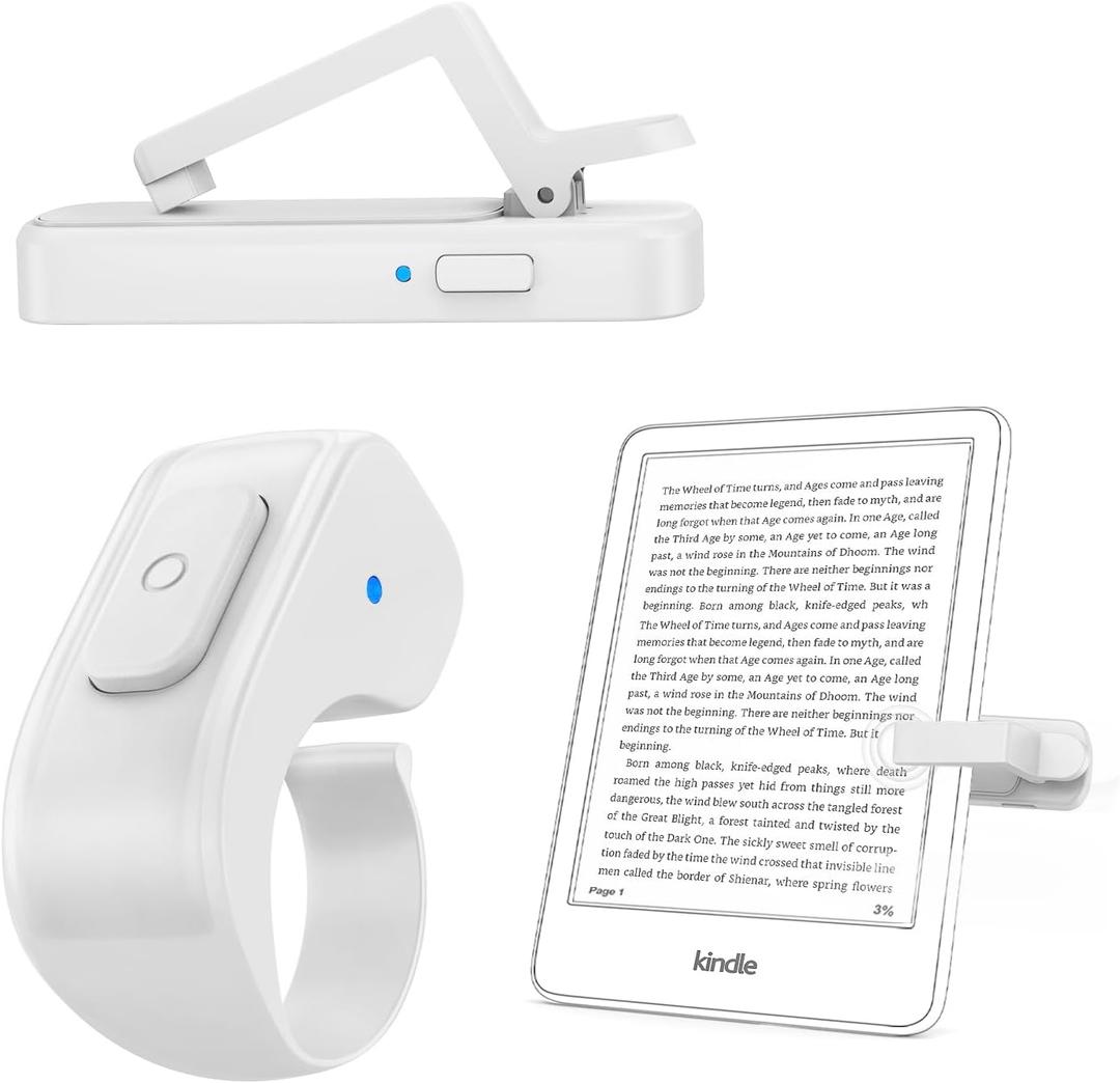 [Case-Friendly] Remote Control Page Turner Ring for Kindle Paperwhite Oasis Scribe Kobo eReaders, Camera Camcorder Remote Controls, Page Turner Clicker for ipad iPhone Tablets with Storage Bag
