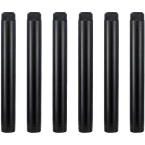 GeilSpace 6 Pack 3/4"  8" Pre-Cut Black Metal Pipe, Industrial Steel Fits Standard Three Quarters Inch Black Threaded Pipes and Fittings - Vintage DIY Industrial Shelving (3/4"  8")