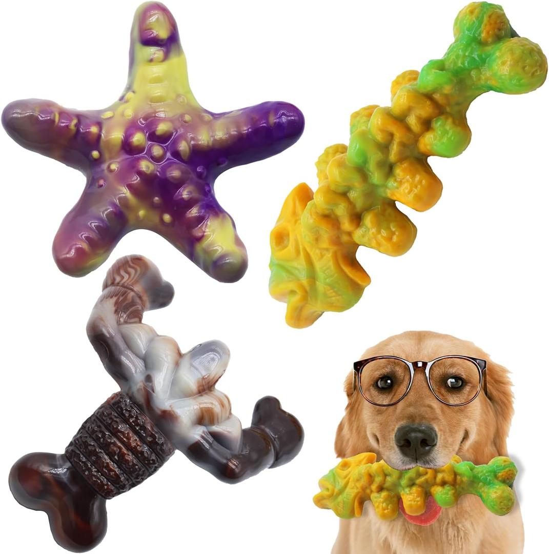 Magicorange Dog Chew Toys for Aggressive Chewers,3 Pack Tough Dog Bone Toys to Keep Them Busy, Indestructible Pet Toy for Medium/Large Breed