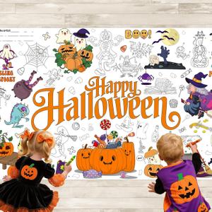 Halloween Giant Coloring Tablecloth Poster for Kids  30 x 72 Inch Jumbo Coloring Banner, Halloween Crafts Activities Games, Party Favors and Decorations for Kids, Classroom, Trick or Treat Events