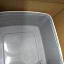 Amazon Basics Large Cat Litter Box with High Sides, Open Top for Easy Access, Includes Scoop with Storage, 19" x 15" x 11.75", Grey/Beige