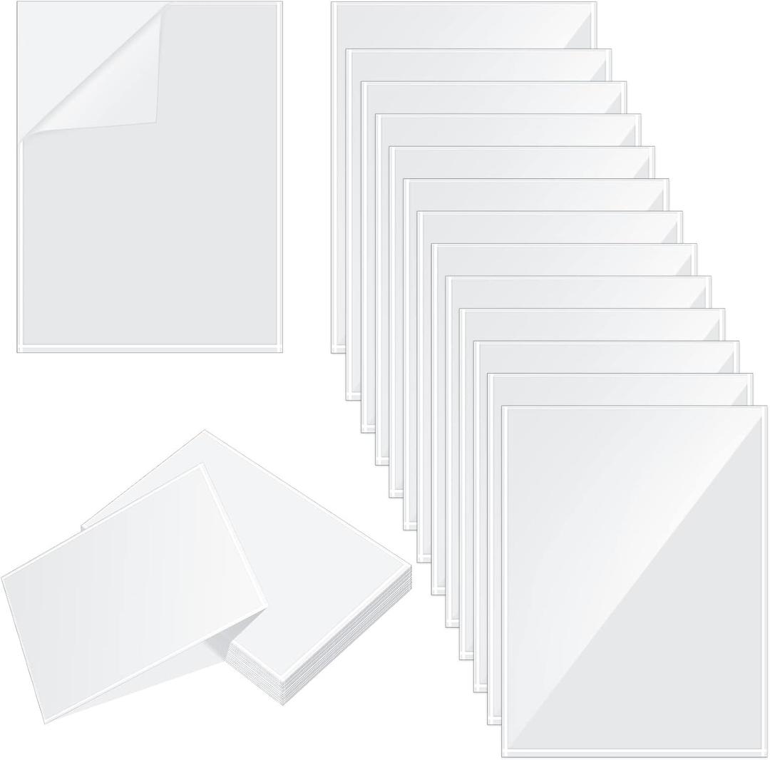 Gueevin 100 Pcs 8.5 x 11 Inch Self Adhesive Display Pockets Peel and Stick Clear Paper Sleeves Wall and Door Communication Clear Adhesive Sheet Protector Letter Size Plastic Sheet Protectors