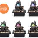 Tabletop Fountain Rotating Ball Rock Waterfall Fountain Office Tabletop Fountains for Home Office Decor Includes Many Natural River Rocks Decorated with Colorful Lights and Rolling Ball