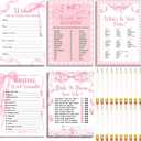 Teling 145 Pieces Bridal Shower Game Bridal Shower Favors Set Wedding Games Cards and Pencils for Bride Groom Bachelorette Party Wedding Party Favor (Pink Bow Style)