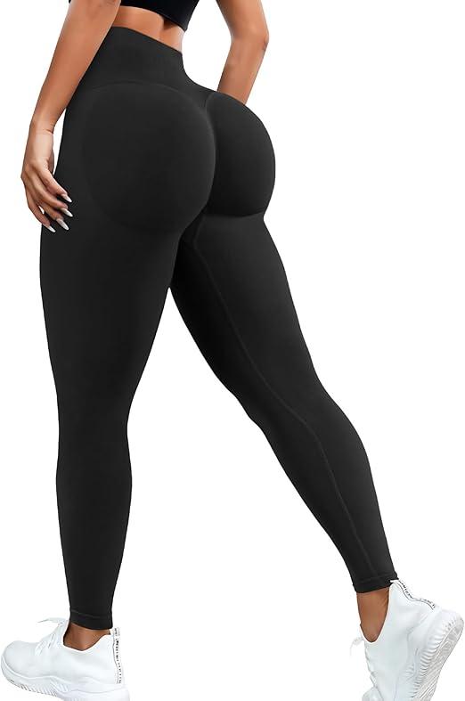 Hidden Scrunch Butt Lifting Leggings for Women Tummy Control High Waisted Workout Gym Seamless Impact Yoga Pants (Black, Medium)