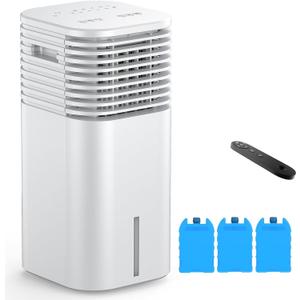24" Windowless Portable Air Conditioner, 15H Timer & 120Oscillation, 3-IN-1 Portable AC Unit with Remote, 2-Gal Tank, 3 Modes & 3 Speeds, Ultra-Quiet Ventless Swamp Cooler for Home Office, Pearl