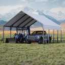 Garveelife 20 ft x20 ft x13 ft Metal Carport for 2 Cars, Heavy Duty Steel Frame for All Weather, Permanent Shelter for Boats, Full-Sized Pickup Trucks, and Tractors, N.W. 800 LBS