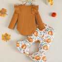 SUNNY PIGGY Newborn Girl Clothes Baby Outfit Infant 0-18 Month Fall Winter Spring Clothing (Ha Brown)