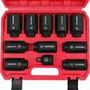 1/2 Drive Deep Impact Socket Set: 8-Piece Metric Size Wheel Axle Nut Wrench Metric Large Jumbo 27mm 29mm 30mm 31mm 32mm 33mm 34mm 35mm 36mm 38mm Spindle Joint High Torque Truck Bearing Locknut