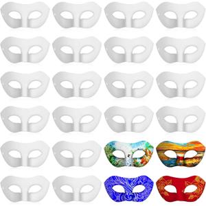 Leyndo 24 Pcs Paper Mache Masks Half Face White Masquerade Mask DIY Blank Mardi Gras Halloween Cosplay Party (Modern Style)
