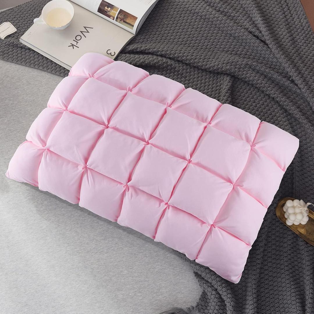 YOUR MOON Soft Pillows for Sleeping, Support Bed Pillows, Fluffy Down Alternative Pillow, Luxury Hotel Gel Pillows for Side Sleeping Queen Size (Pink)