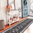 Hallway Washable Runner Rug - 2x7 Kitchen Rugs Entryway Rug Runner Vintage Soft Floor Mat Non Slip Indoor Farmhouse Carpet for Bathroom Living Room Bedroom (2 X 7, Black)
