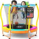 Happin 55 Trampoline for Kids with Safety Enclosure, Indoor & Outdoor Toddler Trampoline, Ultra Safe Design with Multi Activity Accessories, Perfect Toddler Gift for Boys & Girls Ages 18